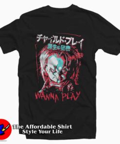 Wanna Play Chucky Japanese Graphic T-Shirt On Sale