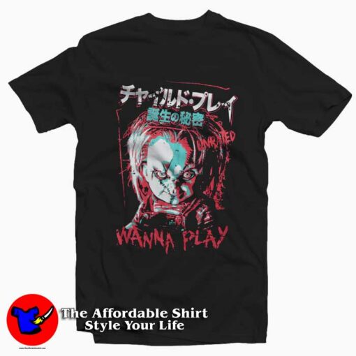 Wanna Play Chucky Japanese Graphic T-Shirt On Sale