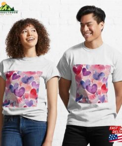 Watercolor Love Heart Pattern Classic T-Shirt Hoodie Unisex Watercolor Love Heart Pattern Classic T-Shirt Hoodie Unisex