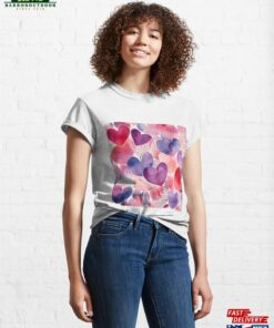 Watercolor Love Heart Pattern Classic T Shirt Hoodie Unisex 4
