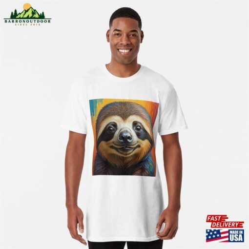 Watercolor Sloth Long T-Shirt Classic