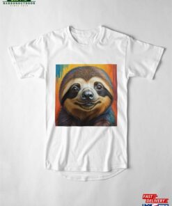 Watercolor Sloth Long T Shirt Classic 3