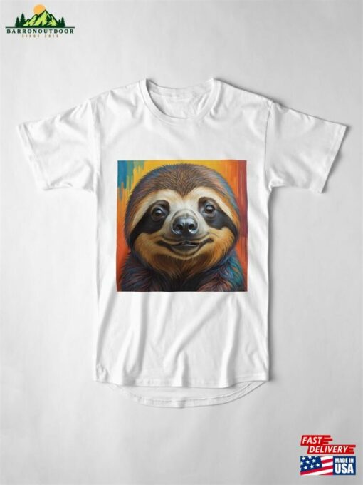 Watercolor Sloth Long T-Shirt Classic