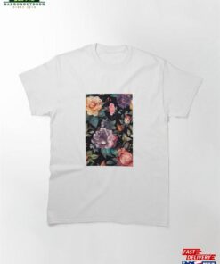 Watercolor Summer Flowers Pattern Black Background Classic T-Shirt Sweatshirt Watercolor Summer Flowers Pattern Black Background Classic T-Shirt Sweatshirt