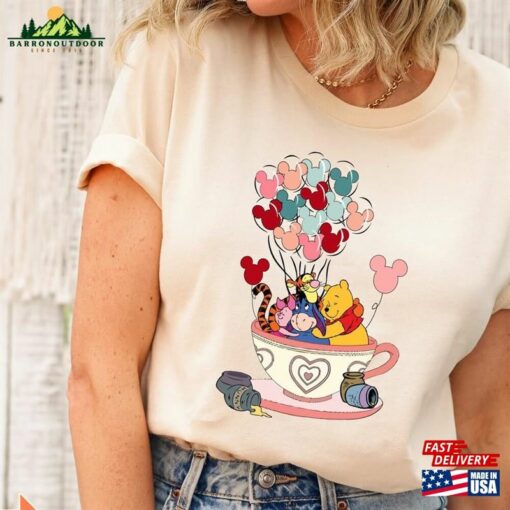 Winnie The Pooh Balloon Tea Cup Shirt Disney Characters Classic Hoodie