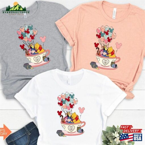 Winnie The Pooh Balloon Tea Cup Shirt Disney Characters Classic Hoodie