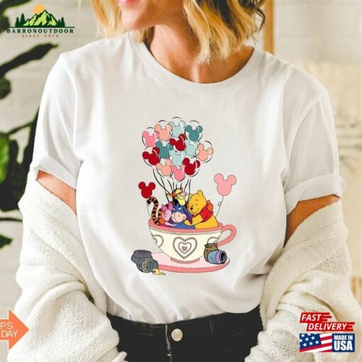 Winnie The Pooh Balloon Tea Cup Shirt Disney Characters Classic Hoodie