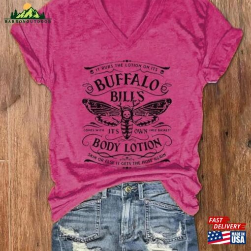 Women’s Buffalo Bill Halloween Print V Neck T-Shirt Sweatshirt Hoodie