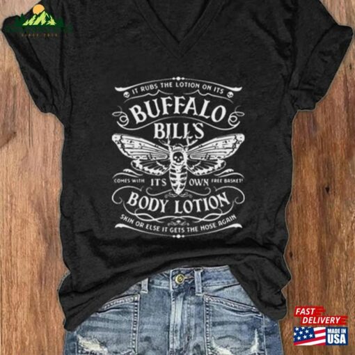 Women’s Buffalo Bill Halloween Print V Neck T-Shirt Sweatshirt Hoodie