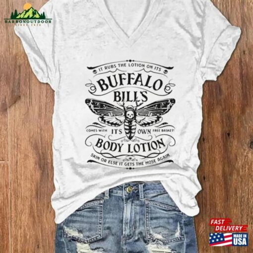 Women’s Buffalo Bill Halloween Print V Neck T-Shirt Sweatshirt Hoodie