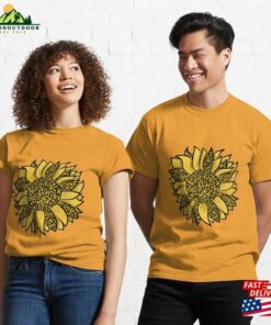 Yellow And Brown Sunflower Design Classic T-Shirt Sweatshirt Unisex