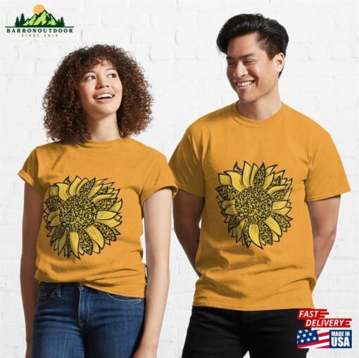 Yellow And Brown Sunflower Design Classic T-Shirt Sweatshirt Unisex