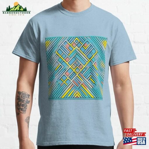 Yellow Geometric Patterns On A Blue Background Classic T-Shirt Unisex Sweatshirt