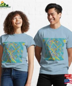 Yellow Geometric Patterns On A Blue Background Classic T-Shirt Unisex Sweatshirt