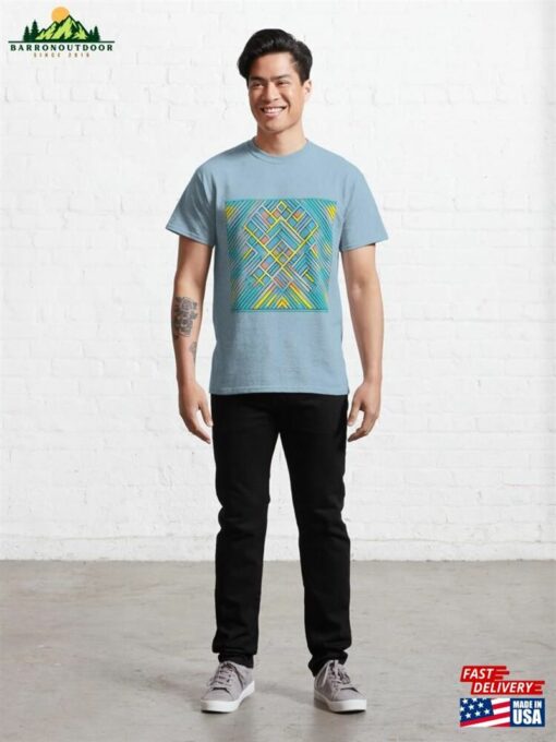 Yellow Geometric Patterns On A Blue Background Classic T-Shirt Unisex Sweatshirt