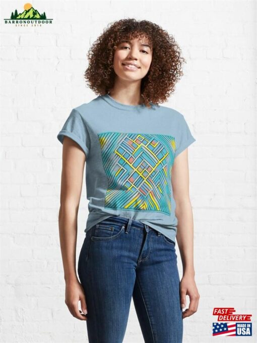 Yellow Geometric Patterns On A Blue Background Classic T-Shirt Unisex Sweatshirt