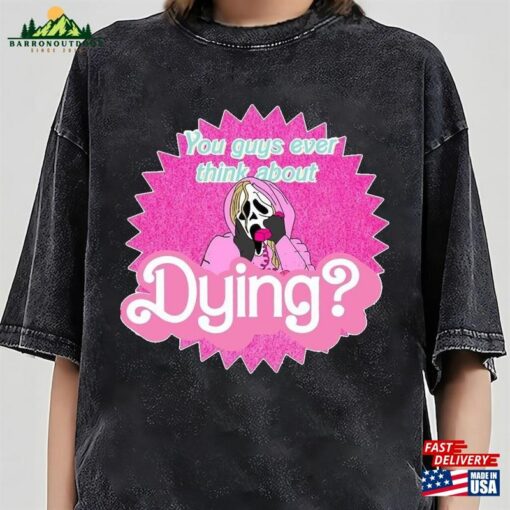 You Guys Ever Think About Dying Comforts Colors Shirt Horror Movie Ghost Face Barb Sweatshirt Hoodie