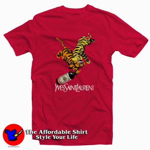 YvesSaintLaurent Tigers Vintage Poster T-Shirt On Sale