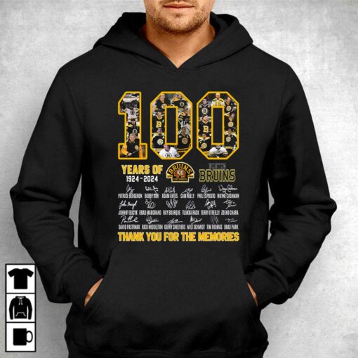 100 Years Of 1924 – 2024 Boston Bruins Thank You For The Memories T-shirt