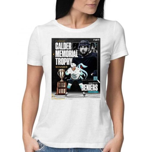 2022-2023 Calder Memorial Trophy Winner Matty Beniers Seattle Kraken Poster Shirt