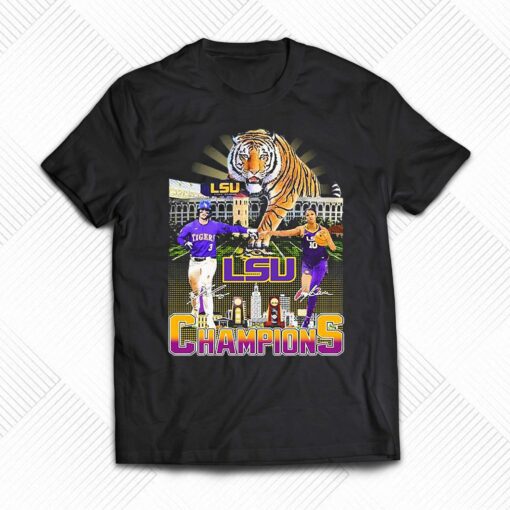 2023 Champions Dylan Crews And Angel Reese Lsu Tigers Signatures Shirt