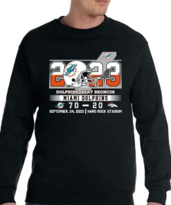 2023 Dolphins Beat Broncos Miami Dolphins 70 20 Denver Broncos T shirt 4