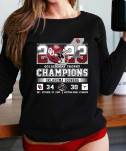 2023 Golden Hat Trophy Champions Oklahoma Sooners 34 Texas Longhorns 30 Sat October 07 2023 Cotton Bowl Stadium T shirt 2