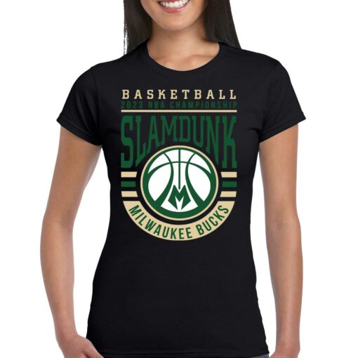 2023 Nba Championship Slamdunk Milwaukee Bucks Basketball Logo T-shirt