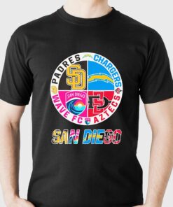 2023 San Diego Sports Teams Shirt Padres Chargers Aztecs And Wave Fc 1