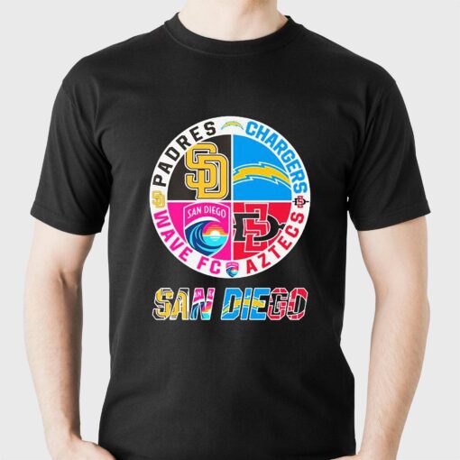 2023 San Diego Sports Teams Shirt Padres Chargers Aztecs And Wave Fc