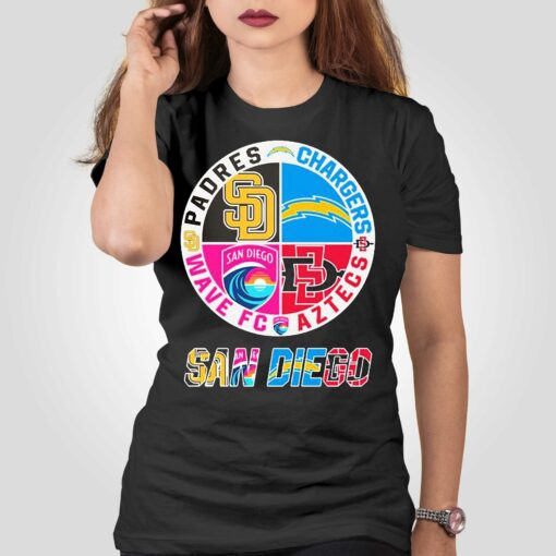 2023 San Diego Sports Teams Shirt Padres Chargers Aztecs And Wave Fc