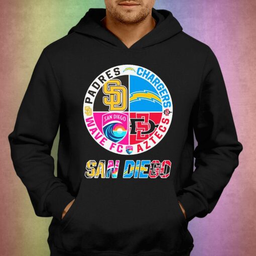 2023 San Diego Sports Teams Shirt Padres Chargers Aztecs And Wave Fc