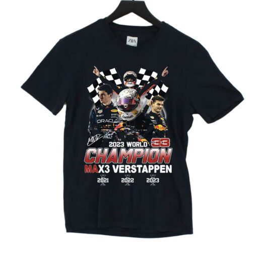 2023 World Champion Max3 Verstappen 2021 2022 2023 T-shirt