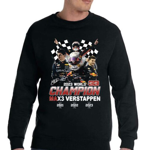 2023 World Champion Max3 Verstappen 2021 2022 2023 T-shirt