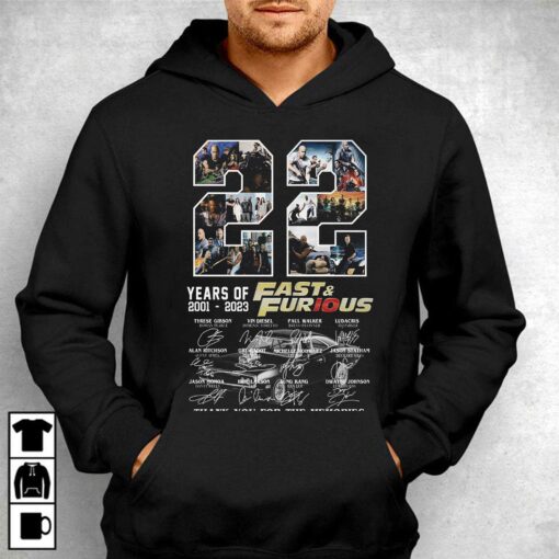 22 Years Of 2001 – 2023 Fast Furious Thank You For The Memories T-shirt