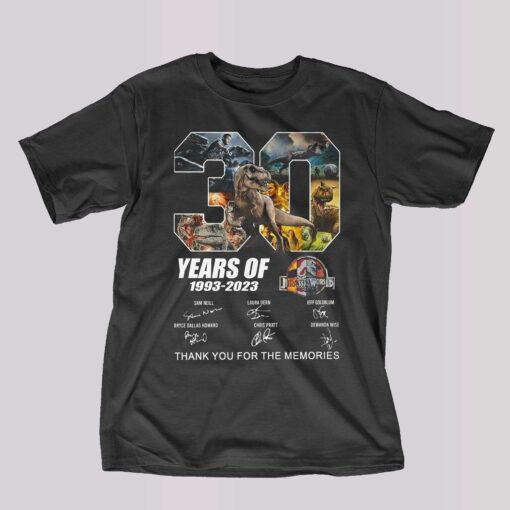 30 Years Of 1993 – 2023 Jurassic World Thank You For The Memories T-shirt