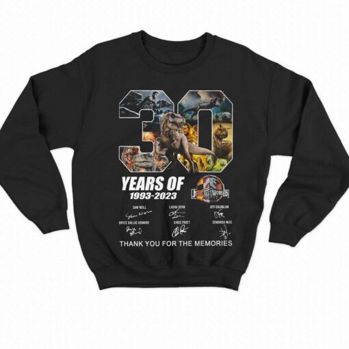 30 Years Of 1993 – 2023 Jurassic World Thank You For The Memories T-shirt