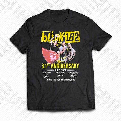 31st Anniversary 1992-2023 Blink-182 Band Thank You For The Memories Signatures Shirt