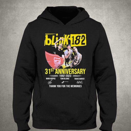 31st Anniversary 1992-2023 Blink-182 Band Thank You For The Memories Signatures Shirt