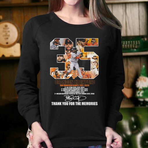 35 Brandon Crawford San Francisco Giants 2011 – 2023 Memories T-shirt