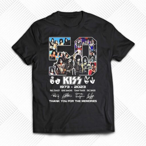 50 Years Of Kiss Band 1973-2023 Thank You For The Memories Signatures Shirt