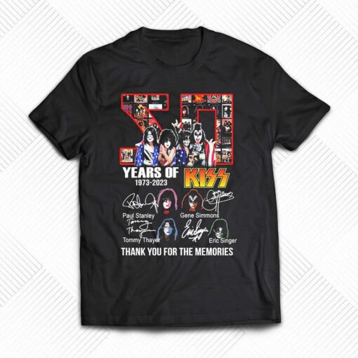 50 Years Of Kiss Rock Band 1973-2023 Thank You For The Memories Signatures Shirt