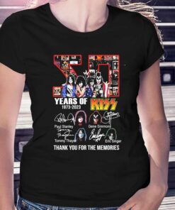 50 Years Of Kiss Rock Band 1973-2023 Thank You For The Memories Signatures Shirt