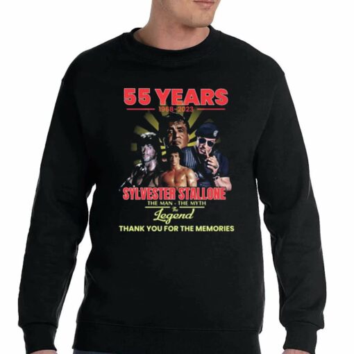 55 Years 1968 – 2023 Sylvester Stallone The Man – The Myth – The Legend Thank You For The Memories T-shirt