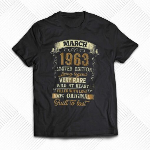 59 Year Old Gift March 1963 59th B T-shirt