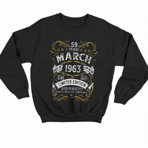 59 Year Old Vintage March 1963 59th Birthday T-shirt