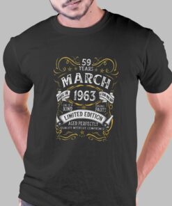 59 Year Old Vintage March 1963 Birthday T shirt 1