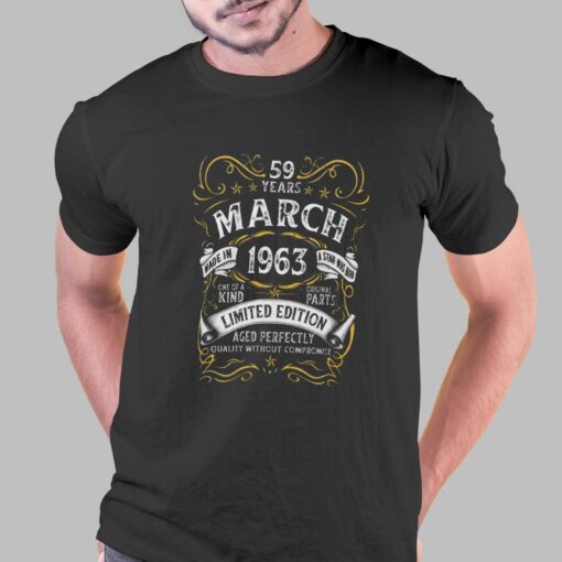 59 Year Old Vintage March 1963 Birthday T-shirt