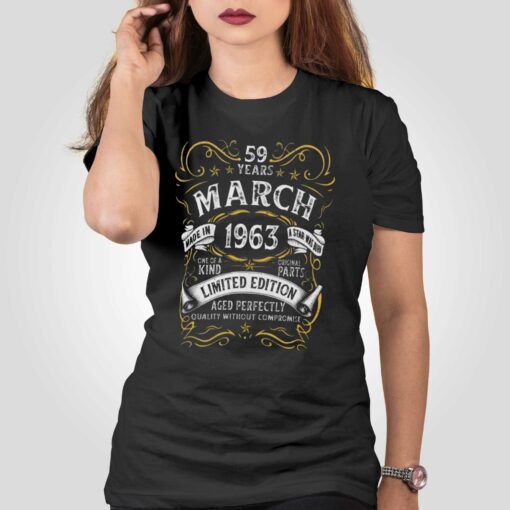 59 Year Old Vintage March 1963 Birthday T-shirt