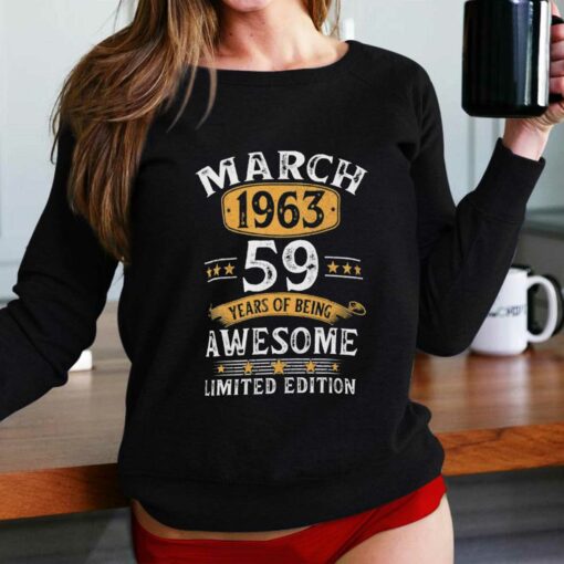 59 Years Old Retro Vintage 1963 March 1963 59th Bi T-shirt